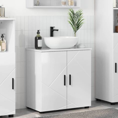 vidaXL Mobile da Bagno con archiviazione Bianco Lucido 61 x 35 x 64 cm