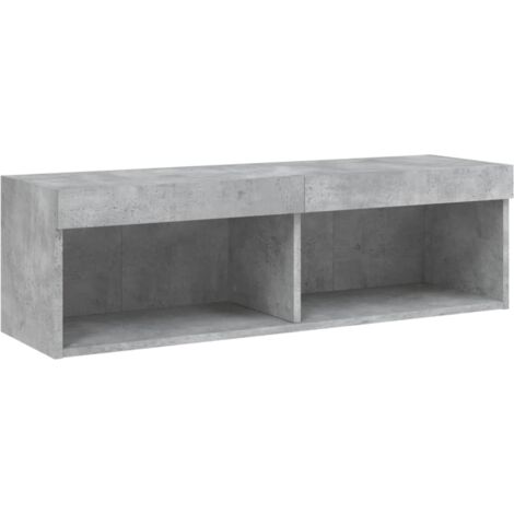vidaXL Mobile Porta TV con Luci LED Grigio Cemento 100x30x30 cm