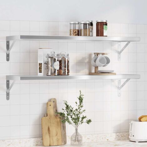 Mensole a Muro 2 pz 100x30 cm Argento in Acciaio Inossidabile vidaXL