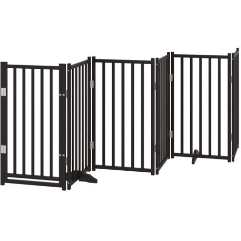 vidaXL Cancello Cani Pieghevole Nero 6 Pannelli 300 cm Massello Abete