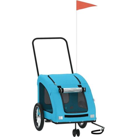 vidaXL Rimorchio da Bici per Animali Blu Oxford e Ferro