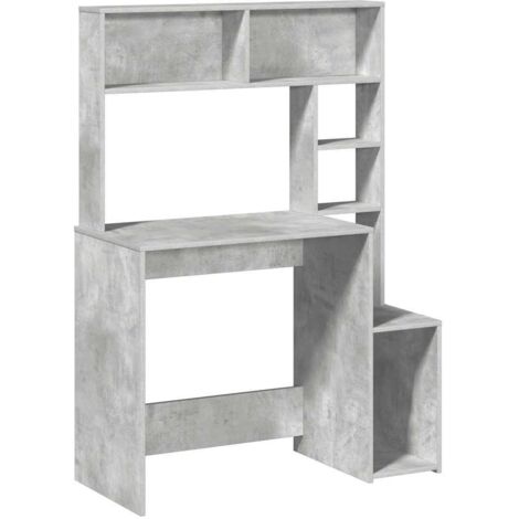 vidaXL Scrivania Mensole Grigio Cemento 100x45x140cm Legno Multistrato