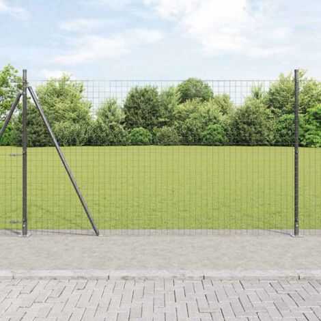 vidaXL Pali per Recinzione 13 pcs Grigio Ø32mm 160 cm Acciaio zincato