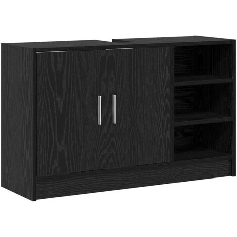 vidaXL Mobile Lavabo Rovere Nero 90 x 29 x 55 cm Legno multistrato