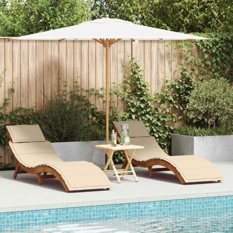 Lettino prendisole con cuscino 2 pcs Beige 184 x 55 x 64cm vidaXL