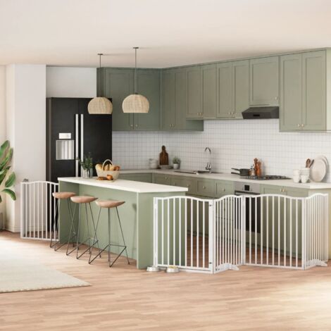 vidaXL Cancello Cani Porta Pieghevole Bianco 6 Pannelli 480 cm Pioppo (1/5)
