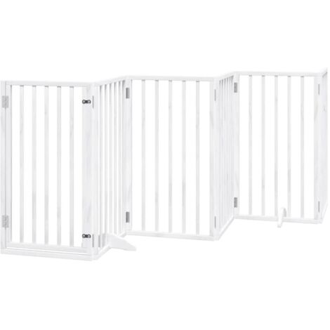 vidaXL Cancelletto per cani con porta pieghevole 6 pannelli bianco 300 cm in legno di pioppo