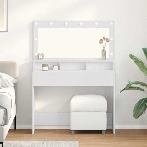 vidaXL Tavolo da Trucco Bianco 100 x 41 x 135 cm Legno multistrato