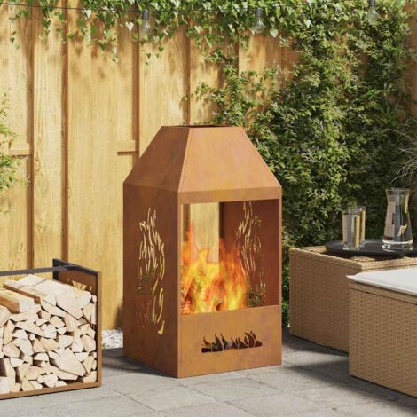 vidaXL Focolare Marrone 50 x 50 x 100 cm Acciaio