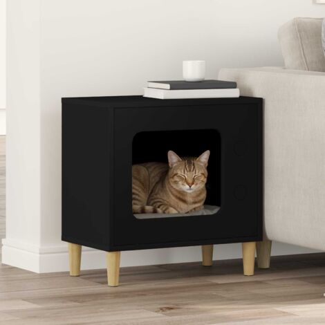 vidaXL Casa per Gatti Nero 51 x 30 x 52 cm Legno multistrato