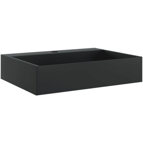 vidaXL Lavandino 50x38x11 cm Blocco in Marmo/Minerale Nero Opaco