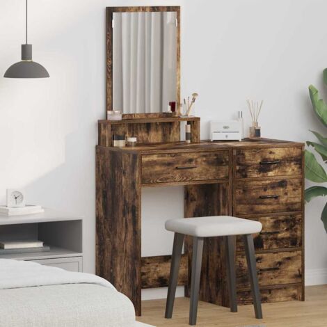 vidaXL Tavolo da Trucco Rovere fumo 50 x 41 x 140 cm Legno multistrato
