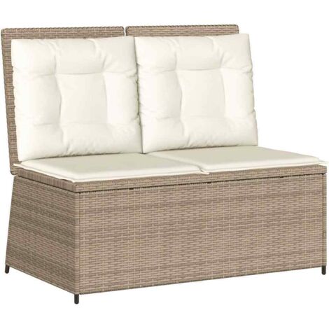 vidaXL Panca Reclinabile da Giardino con Cuscini Beige in Polyrattan