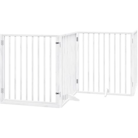 vidaXL Cancelletto per cani con porta pieghevole 4 pannelli bianco 320 cm in legno di pioppo