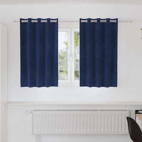Tende con tende 2 pcs Blu scuro 140 x 140 cm Velluto vidaXL