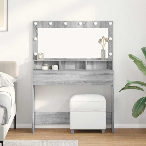 vidaXL Tavolo da Trucco con specchio Grigio Sonoma 100 x 41 x 135