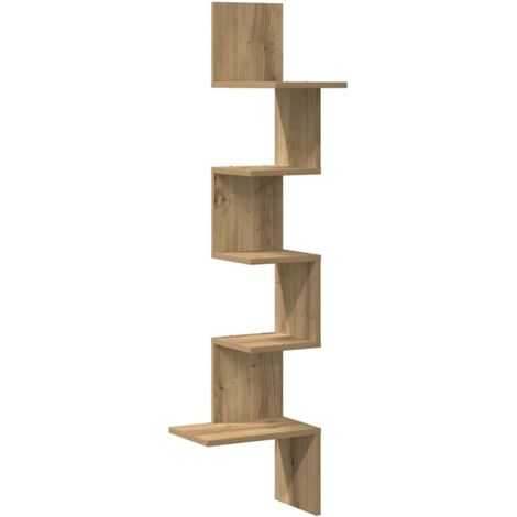vidaXL Scaffale Angolare Muro Rovere Artigianale 32x32x127,5 cm