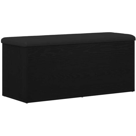 vidaXL Panchina Contenitore con cuscino Rovere nero 102 x 42 x 45 cm