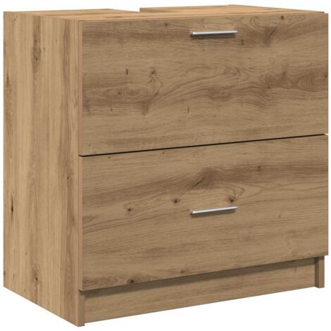 vidaXL Mobile da Bagno con cassetto Rovere artigianale 59 x 37 x 59 cm (1/5)