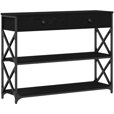 vidaXL Tavolo Consolle con cassetto Rovere nero 100 x 28 x 75 cm