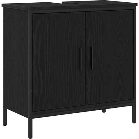 vidaXL Mobile sottolavabo con lo scaffale Rovere nero 60 x 30 x 60 cm (1/5)