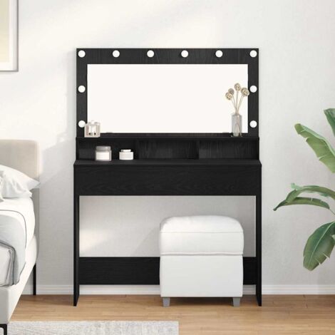vidaXL Tavolo da Trucco con lo scaffale Rovere nero 100 x 41 x 135 cm