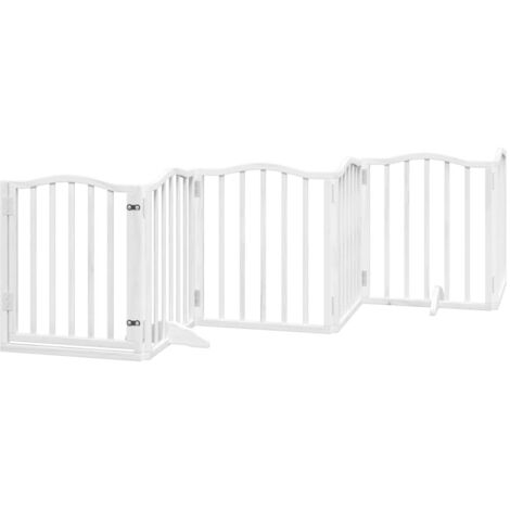vidaXL Cancello Cani Porta Pieghevole Bianco 6 Pannelli 300 cm Pioppo