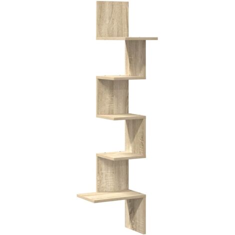 vidaXL Scaffale Angolare Muro Rovere Sonoma 32x32x127,5 cm Truciolato
