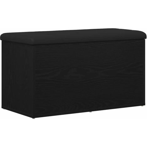 vidaXL Panchina Contenitore con cuscino Rovere Nero 82 x 42 x 45 cm
