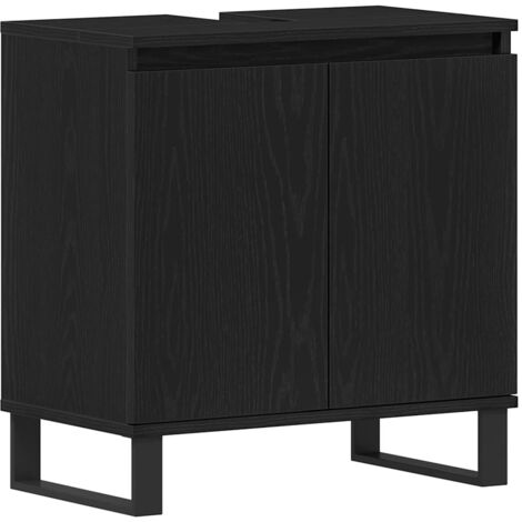Mobile lavabo bagno Nero Rovere 58x33x60 cm Legno ingegnerizzato vidaXL