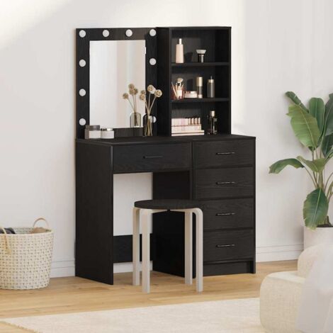 vidaXL Tavolo da Trucco 2 pcs Nero 50 x 41 x 135 cm Legno multistrato