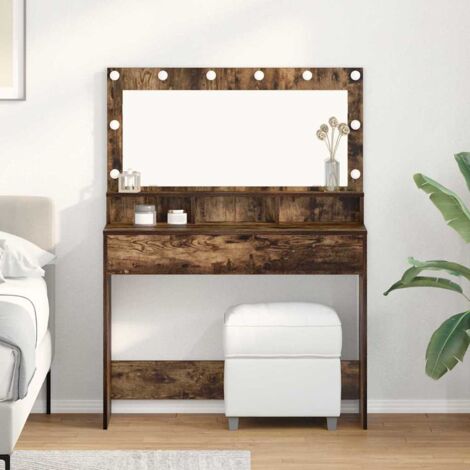 vidaXL Tavolo da Trucco con lo scaffale Rovere fumé 100 x 41 x 135 cm