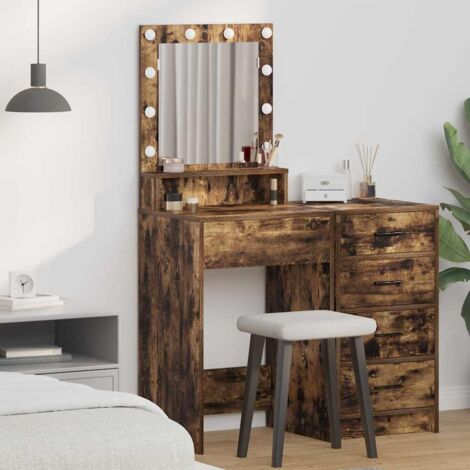 vidaXL Tavolo da Trucco Rovere fumé 50 x 41 x 135 cm Legno multistrato