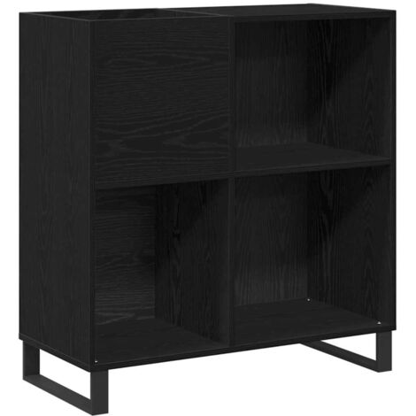 vidaXL Mobile porta vinili con lo scaffale Rovere Nero 85 x 38 x 89 cm