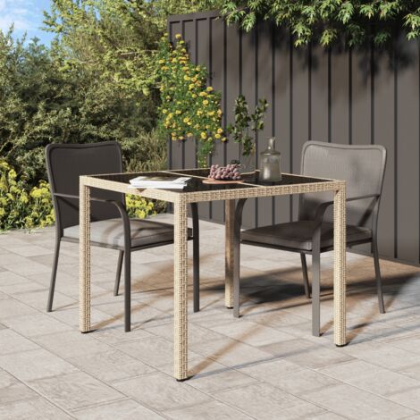 vidaXL Tavolo da Pranzo da Giardino Beige 90 x 90 x 75 cm Poly Rattan