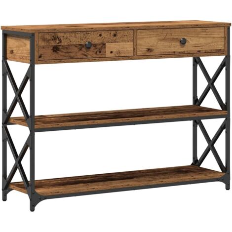vidaXL Tavolo Consolle con cassetto Legno vecchio 100 x 28 x 75 cm