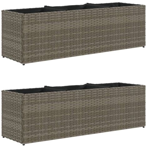 Fioriere da Giardino con 3 Vasi Grigie 105x30x32 cm Polyrattan vidaXL