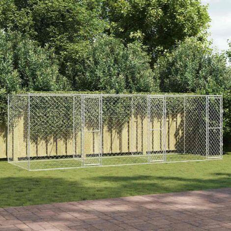 vidaXL Gabbia per cani Argento 600 x 200 x 200 cm Acciaio zincato