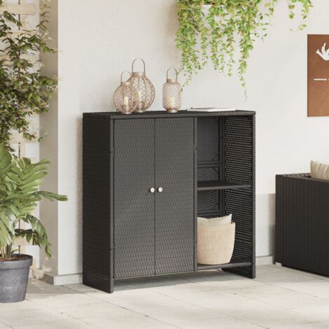 vidaXL Armadio con archiviazione Nero 100 x 36 x 102 cm Rattan