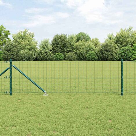 vidaXL Pali per Recinzione 13 pcs Verde Ø32mm 100 cm Acciaio zincato