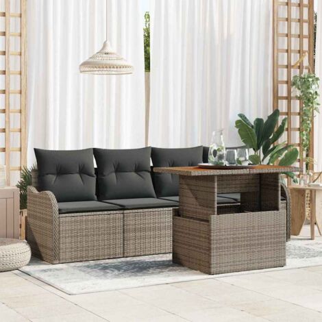 vidaXL Set Divano da Giardino 5 pcs Grigio Poly Rattan (1/5)