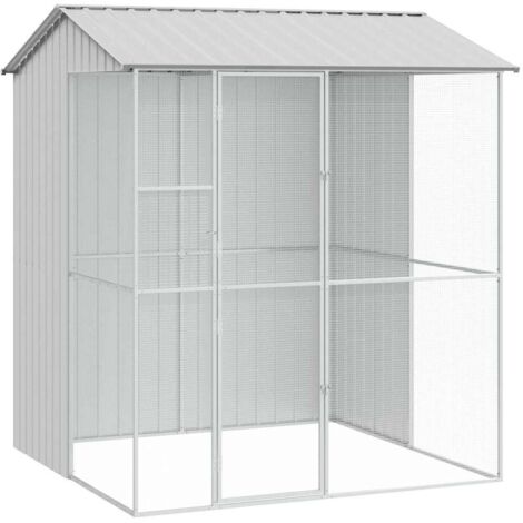 vidaXL Gabbia per uccelli Grigio 215 x 210 x 247 cm Acciaio zincato