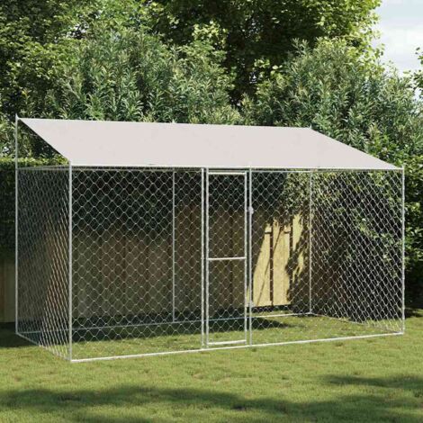 vidaXL Gabbia per cani Argento 400 x 200 x 256 cm Acciaio zincato