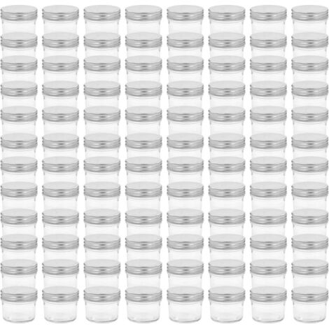 vidaXL Vaso per Marmellata in Vetro Coperchio Argento 96 pz 110 ml