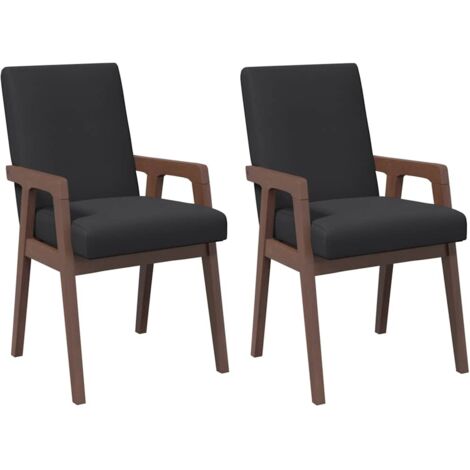 vidaXL Sedie da Pranzo con Cuscini 2pz Marrone Legno Massello di Hevea (1/5)