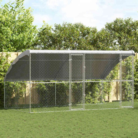 vidaXL Cuccia per cani 2 pcs Argento 4 x 2 x 2 m Acciaio zincato