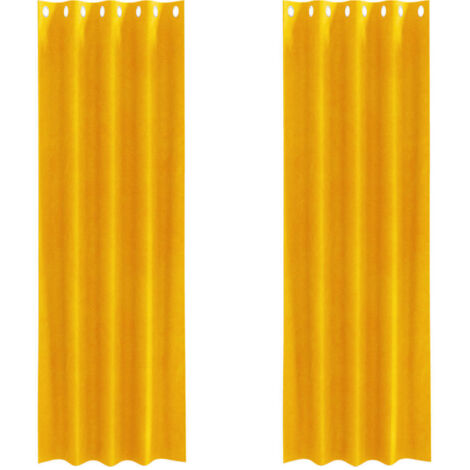 Tende 2 pcs giallo senape 140 x 245 cm Velluto vidaXL