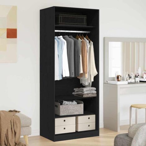 vidaXL Guardaroba Rovere Nero 80 x 50 x 200 cm Legno multistrato