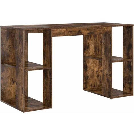 vidaXL Scrivania con Storage Rovere fumo 130 x 50.5 x 75 cm
