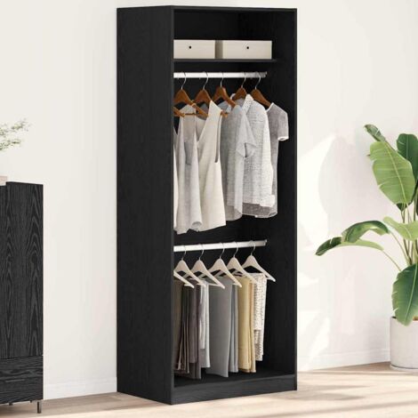 vidaXL Guardaroba Rovere nero 80 x 50 x 200 cm Legno multistrato